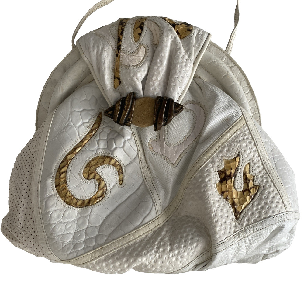 SHARIF Bag Handbag Purse Shoulder Snake Print White Crossbody White Coin Purse